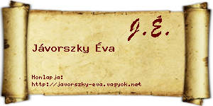 Jávorszky Éva névjegykártya