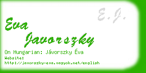 eva javorszky business card