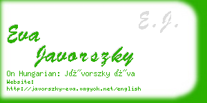 eva javorszky business card